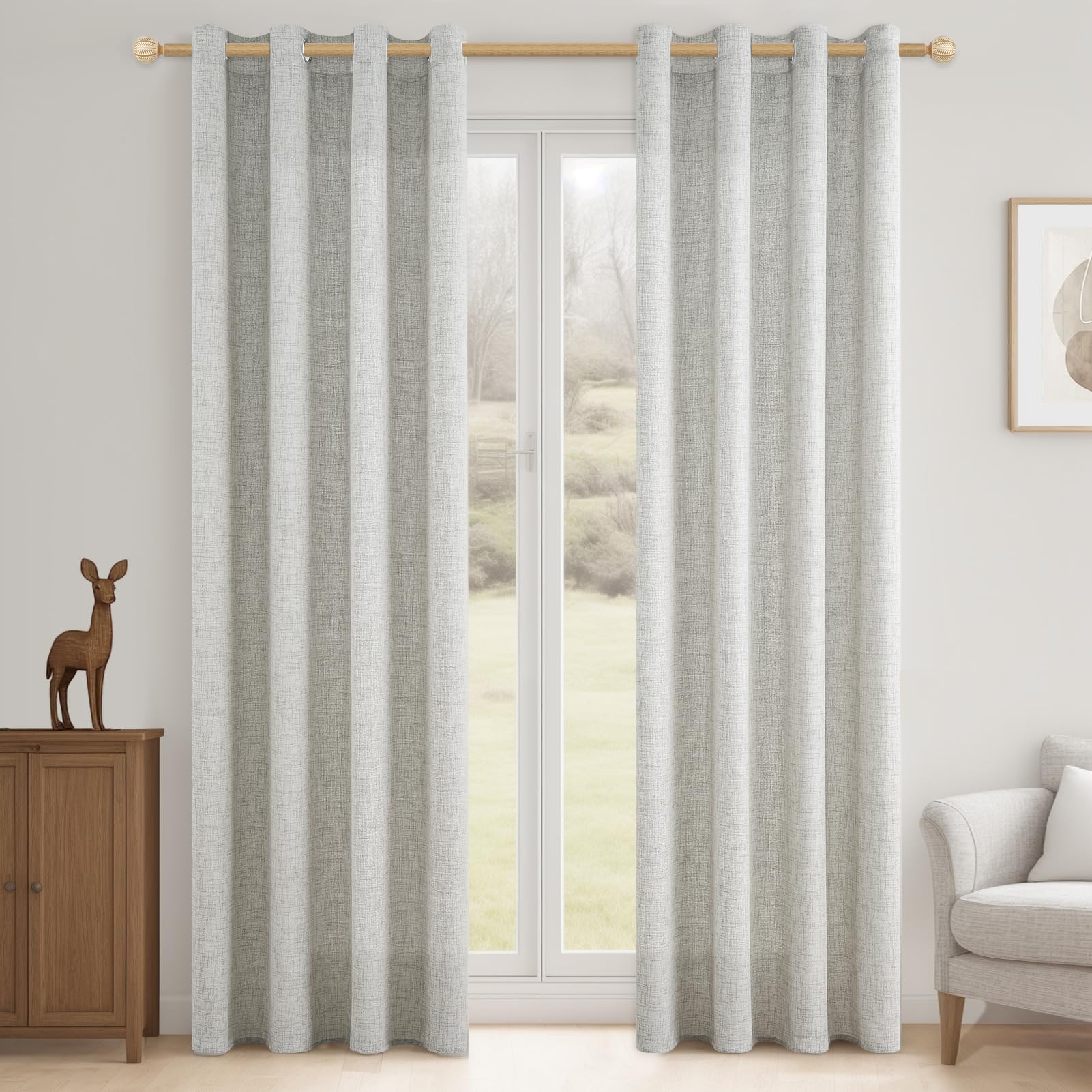 MRTREES Cortinas Dormitorio Lino Natural Translucidas Salon Rusticas 2 Piezas Lindas Cortina Visillo con Ojales para Ventana Habitacion Juvenil Comedor Cocina, 140x240 CM, Blanco Roto Global Recycled Standard Global Recycled Standard Global Recycled Standard