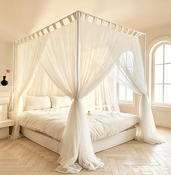 Mengersi Canopy Bed Curtains Bed Canopy Bed Frame Canopies Bed Net,Bedroom Decoration AccessoriesFull,White