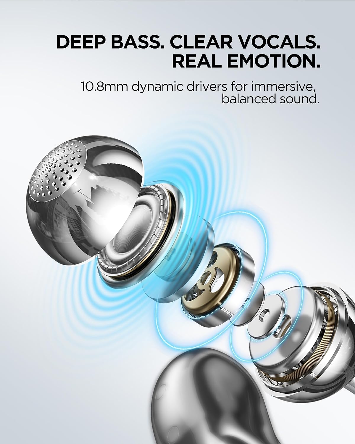 Clip on Headphones Open Ear Earbuds Wireless Bluetooth 5.4 Earbuds with Mic, IPX5 Waterproof, 40 Hrs Play, Impactful Panoramic Sound, Lightweight Comfort KT01PRO White image 3