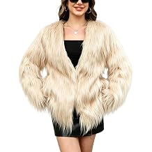 Wyeysyt Womens Faux Fur Coat Fluffy Faux Fur Long Jacket Winter Open Front Furry Shaggy Parka Coats Outerwear