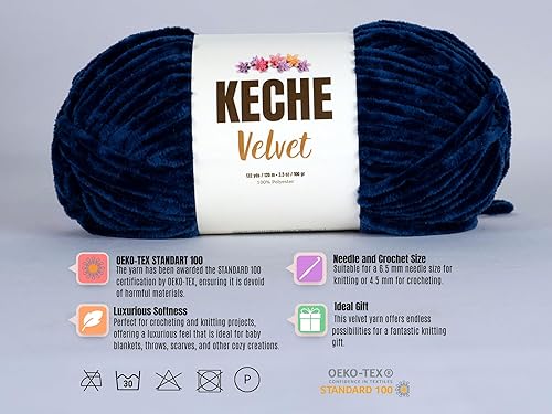 Vista 102 de Keche Hilo de terciopelo para ganchillo, manta de felpilla suave, voluminosa, hilo amigurumi, 3.53 oz (132 yardas), color blanco