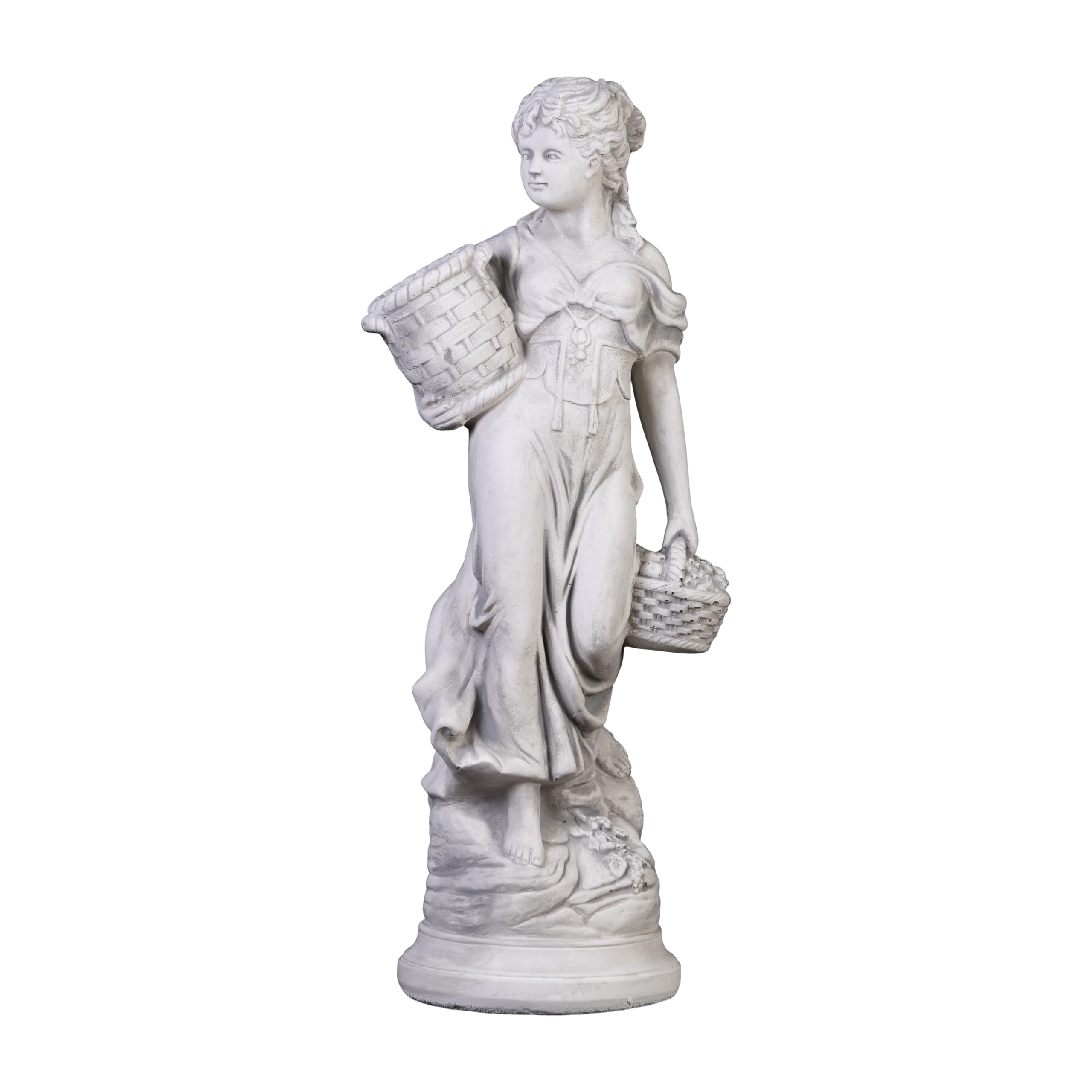 gartendekoparadies.de Frauen-Statue Sommer, Steinfigur, H. 69 cm, 20 kg, Grau, frostsicher aus Steinguss für Außenbereich