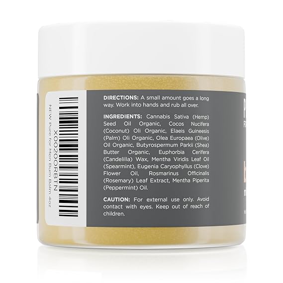Pure for Men Bum Balm | Raw Lotion for Men | All Purpose Skin Hydration and Deodorizing Balm | Raw Shea Butter, Mint and Clove | 3.9 oz.