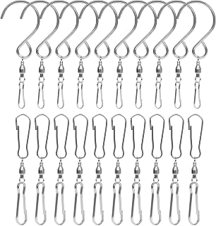 SAVITA 20pcs Spinner Swivel Hooks, Dual Wind Spinner Swivel Hook 360 Degree Rotating Wind Spinner Swivel Wind Chime Hanger for Wind Spinner Windmill Crystal Winders ( 2 Styles, Silver)