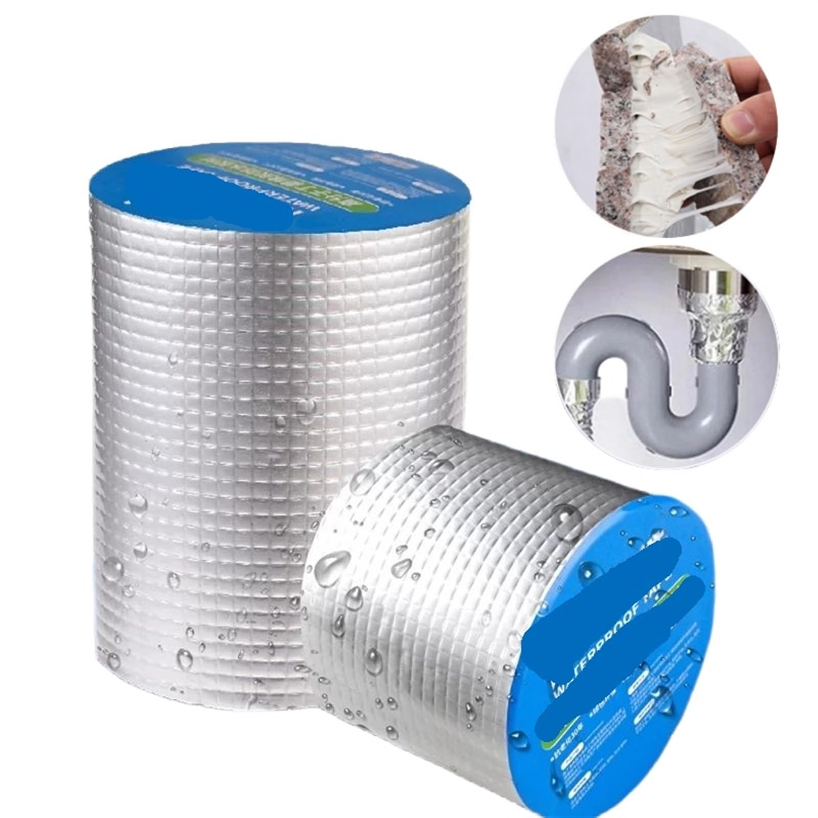 Aluminiumfolienband Butyl Waterproof Tape Super Fix Repair Wall Crack Waterproof Adhesive Repair Tapes Tool House Crack Duct Tape Wall Roof Repair Sealant(10 Meters)