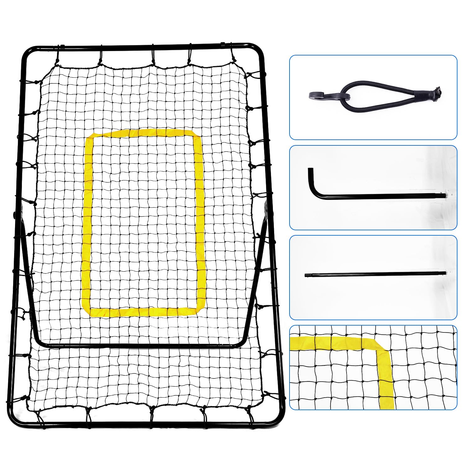 Rete da Rimbalzo per Pallavolo, Regolabile Rete Allenamento Pallavolo con Staffa a L e Picchetti a U Attrezzatura Allenamento di Battuta per Lacrosse Baseball Calcio