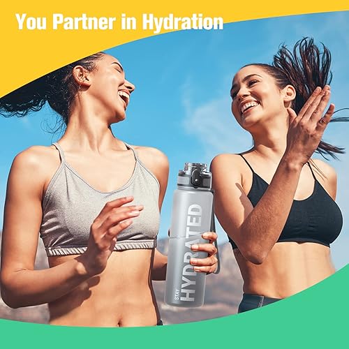 Miniatura 8 de Sahara Sailor - Botellas de agua, botella de agua deportiva motivacional de 32 onzas con marcador de tiempo - Times to Drink - Tritan, sin BPA, boca