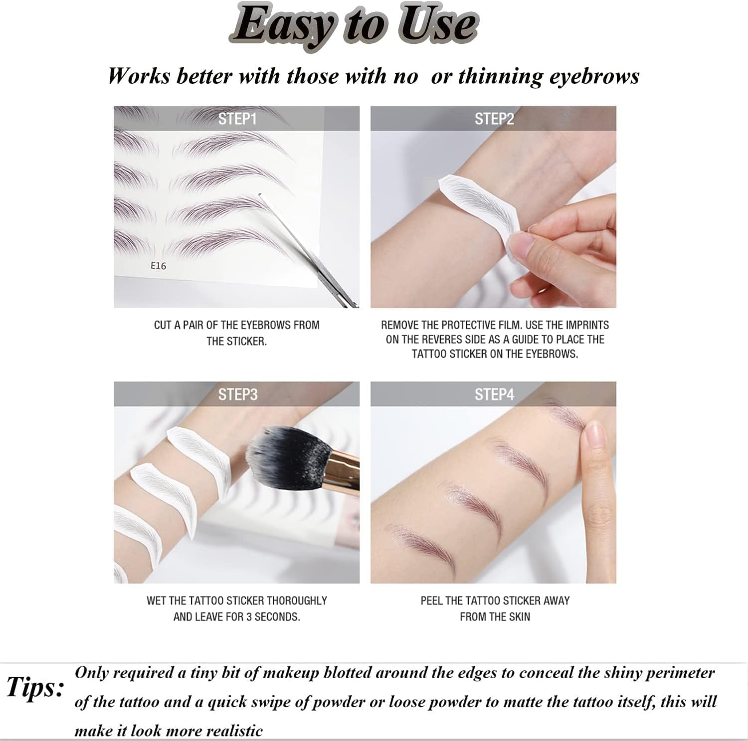 77 works 4D Hair-Like Eyebrow Tattoo Stickers Waterproof Natural Fake Stickers - Image 3