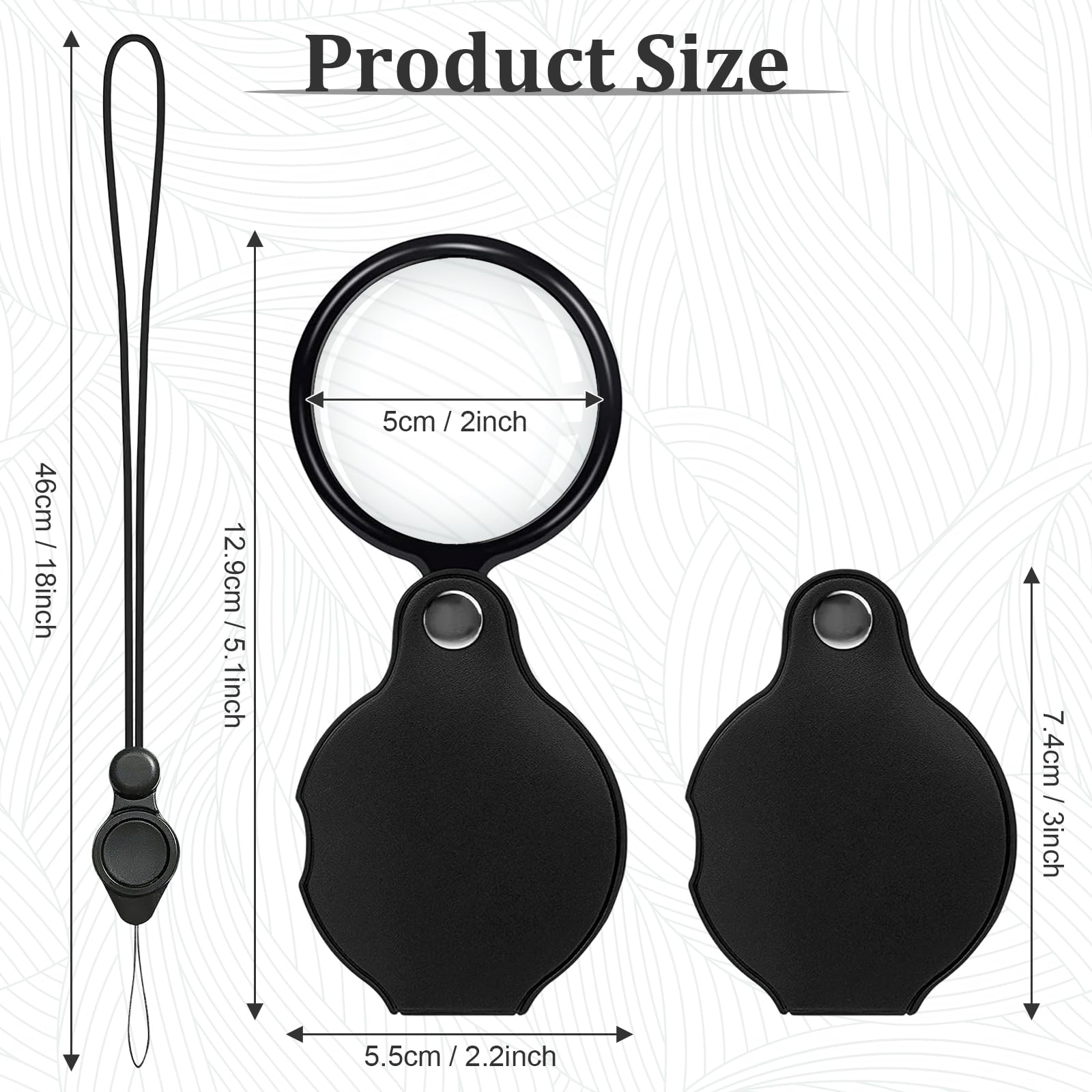Elezeal 4-Pack Folding Magnifying Glass with Lanyard, 10X Mini Pocket Magnifier - Image 3
