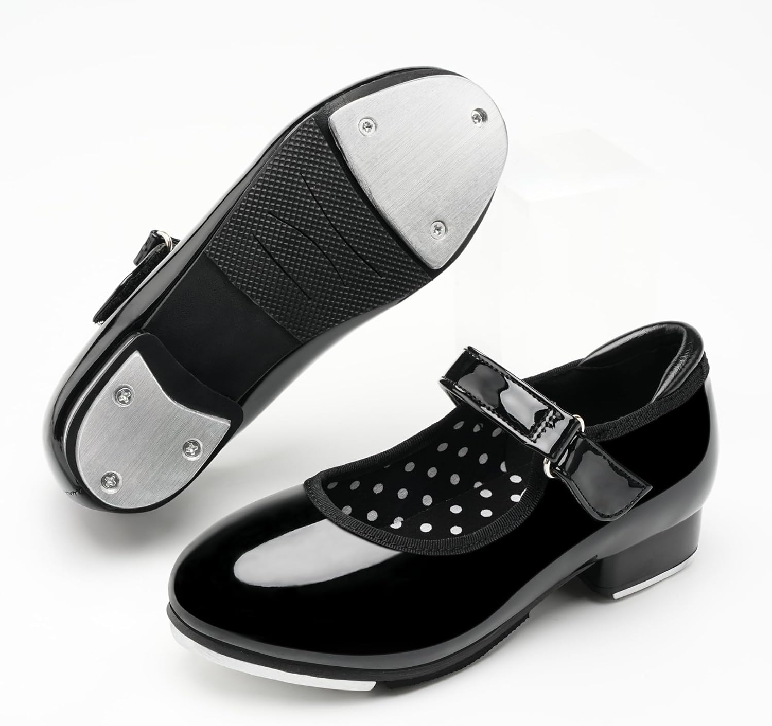 Stelle Tap Shoes for Girls Boys Patent Leather Detachable Bow Dance Shoes(Toddler/Little Kid/Big Kid) - Image 7