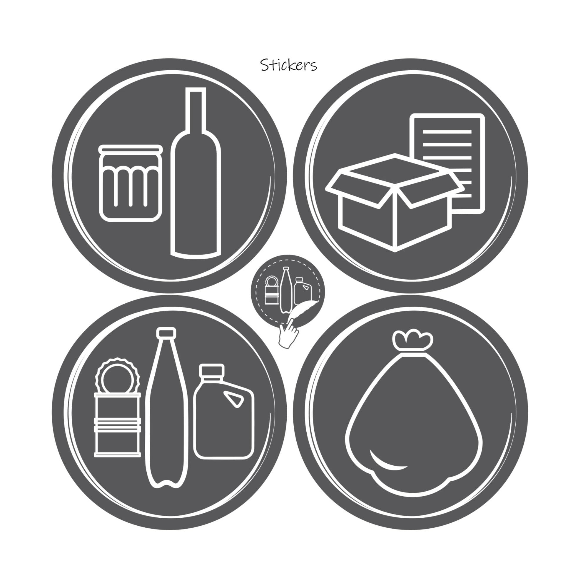 SUNDIS Green Bin, pattumiere per raccolta, 25L, rettangolare, in plastica riciclata, coperchio incernierato o fisso, con adesivi, per cucina, ufficio, lavanderia, garage, officina