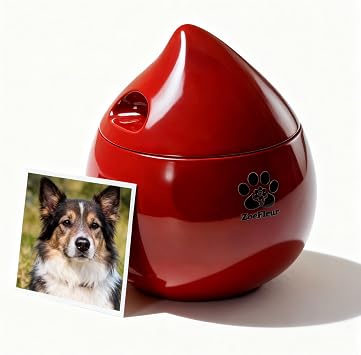Peach-Shaped Resin Pet Urn for Cat or Dog Ashes, Small Keepsake BoxA-Red