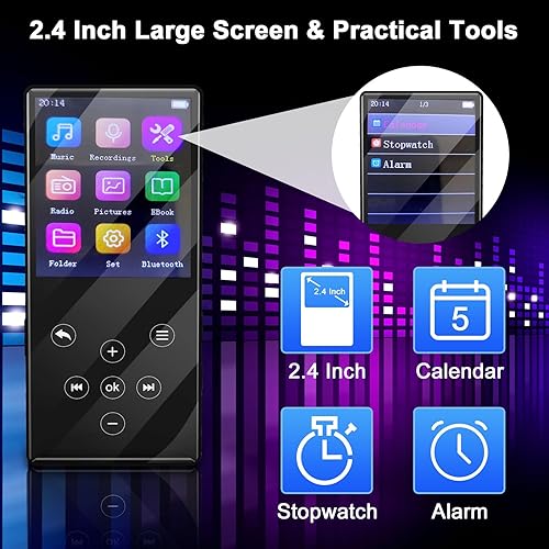 Miniatura 8 de Gueray Reproductor de MP3 Bluetooth 64GB HiFi calidad de sonido reproductor MP3 con altavoces Soporte FM Radio Grabadora TF Tarjeta (negro)