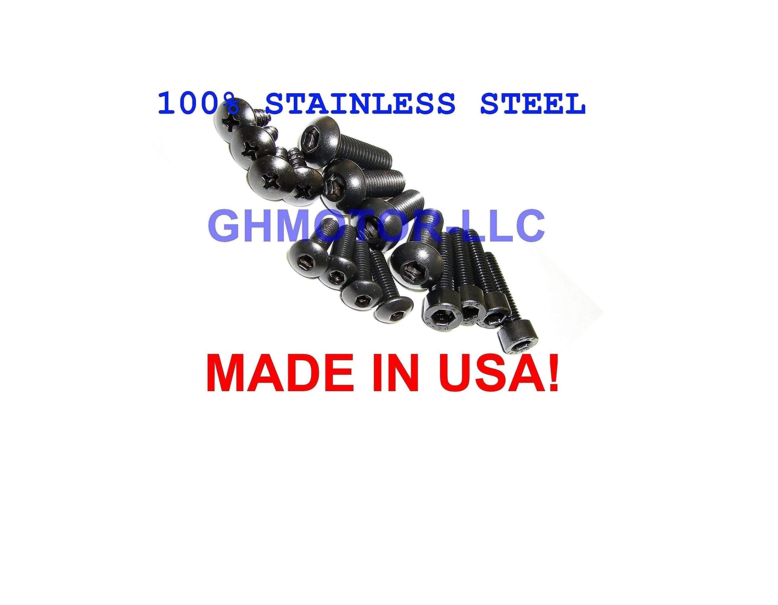 GHMotor Fairings Bolts Screws Fasteners Kit Set Made in USA for 2011 2012 2013 2014 2015 Zx10 Zx-10R Black