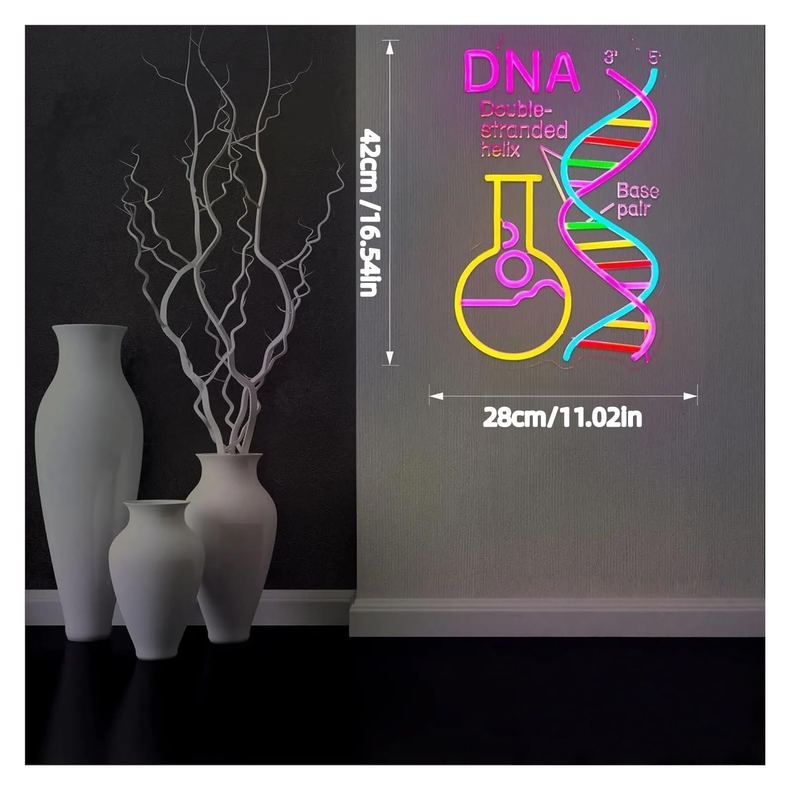 XENITE Luci al Neon Da Parete DNA Double Stranded Helix Insegna Al Neon Luce LED Dimmerabile Per Club Del Libro Aula Lettura Angolo Sala Giochi Arredamento Camera Da Letto 42cmx28cm