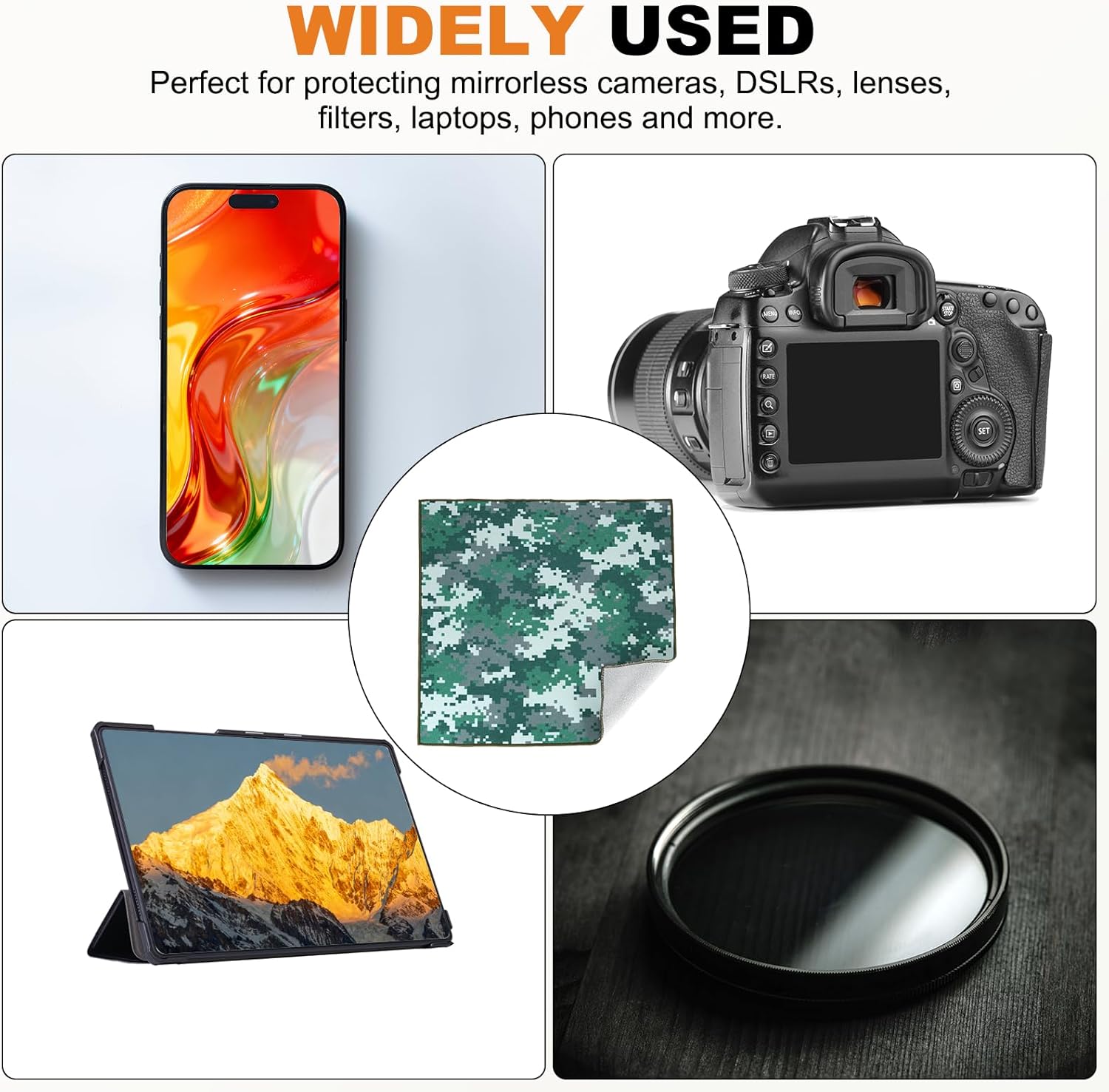 PATIKIL 22" x 22" Camera Protective Wrap, Magic Self-Adhesive Cloth Anti-scratch Lens Pouches for Camera Lens DSLR Phone Laptop, Dark Green