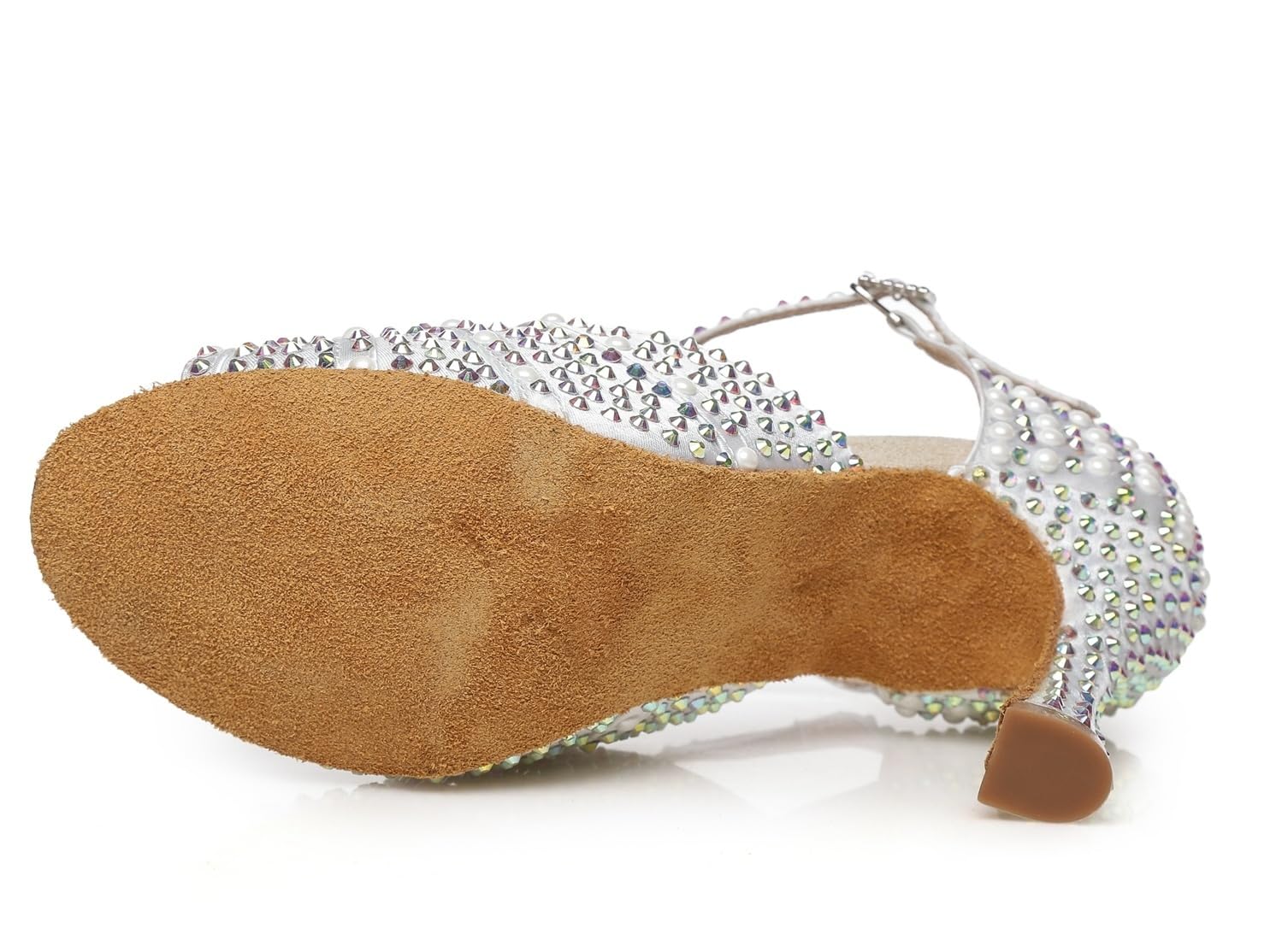 Damskie buty do tańca latynoskiego z paskiem na mankiety, buty ślubne ze strasem
