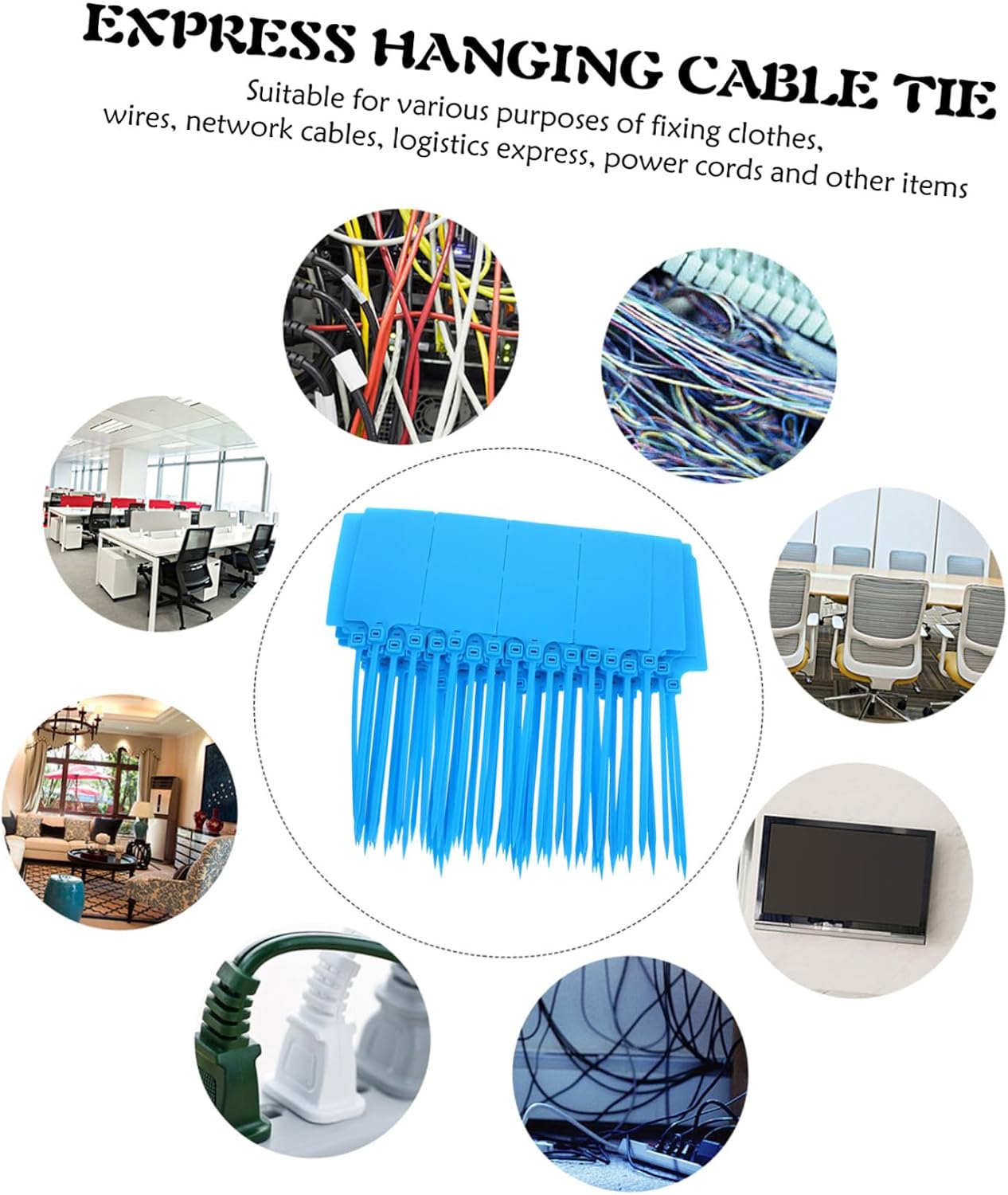 100pcs Blue Shipping Tags with Pre-Attached Cable Wire 5.8 X 100mm Blank Pendant Labels for Luggage Packaging and Industrial Use