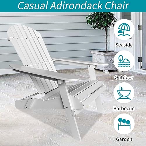 Miniatura 6 de Silla plegable Adirondack de madera, sillas de patio al aire libre, sillas Adirondack modernas para patio, jardín, césped, piscina, playa, fácil