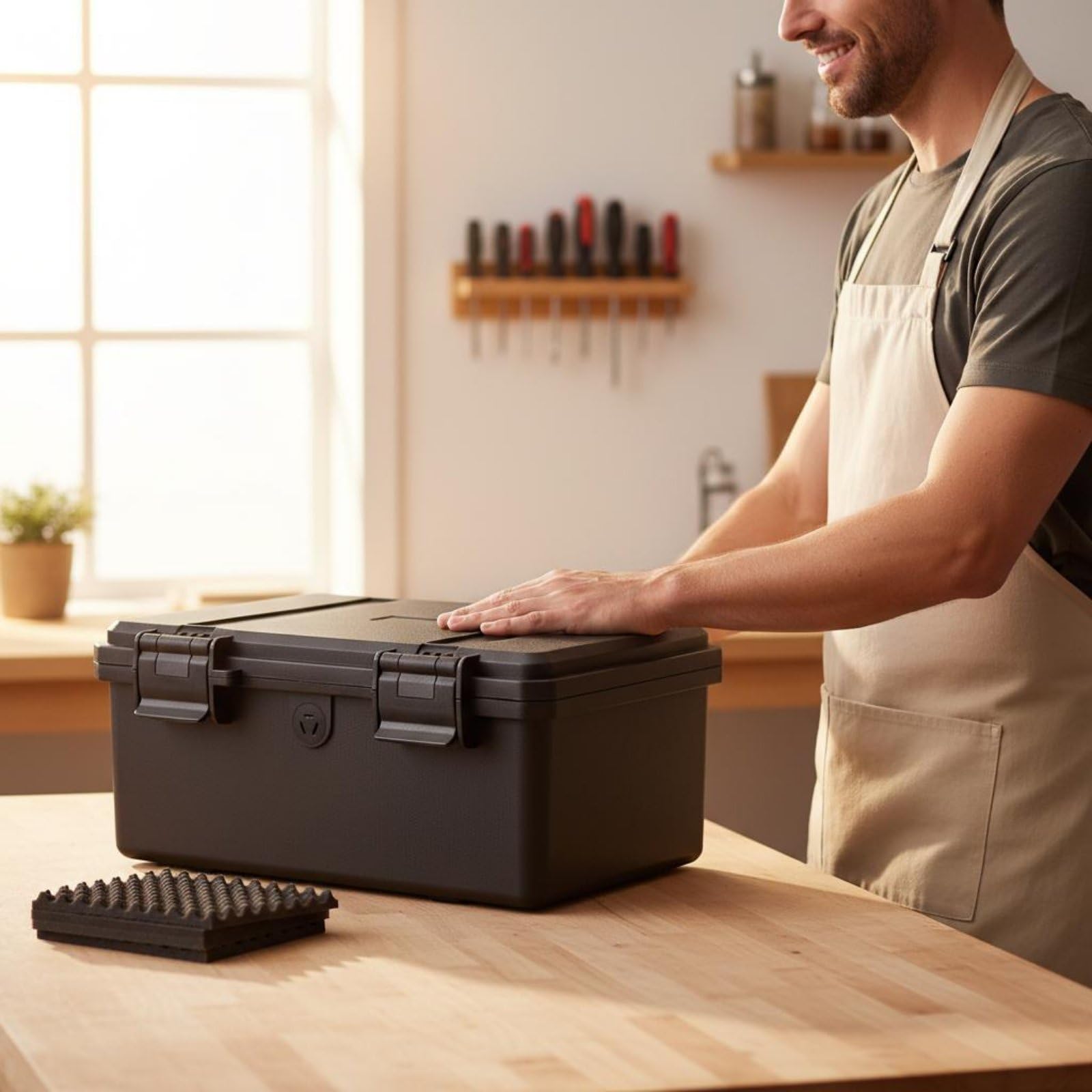 Maletín IP67 Caja de Herramientas Baúl, JSJM1710T Negro con Esponja