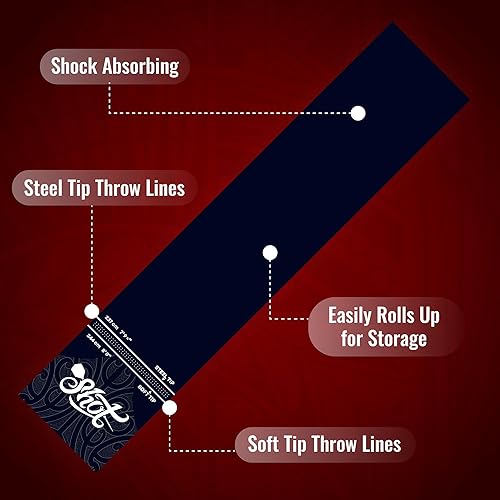 Miniatura 3 de Shot Darts - Alfombrilla de dardos profesional de alta resistencia, hecha de goma gruesa de grado industrial que absorbe los golpes y no se riza