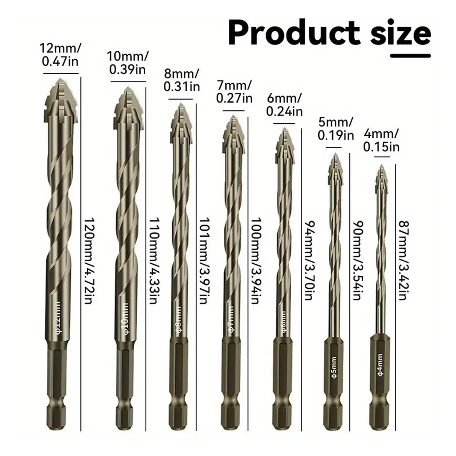 Wiertła Piłokształtne Czteroostrzowe | 5/6 sztuk 4-12mm wiertła piłokształtne płytki szklane betonowe wiercenie w metalu(6PCS)