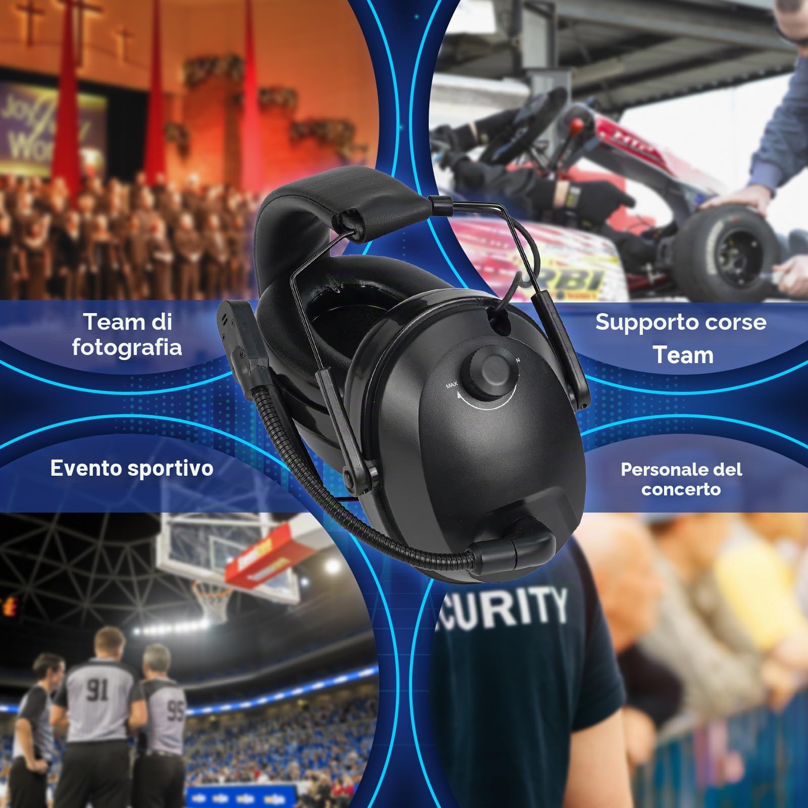 Retevis EHK012 - Cuffie radio bidirezionali con microfono, riduzione del rumore, regolazione del volume della testa, per Retevis RT22 RT68 RT21 H-777, compatibili con Baofeng UV-5R F8HP Walkie Talkie,