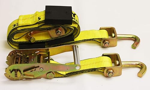 Miniatura 7 de Mytee Products Paquete de 4 correas de transporte de automóvil de 2 pulgadas x 9 pies para remolque con trinquete, gancho giratorio en J y bloque de