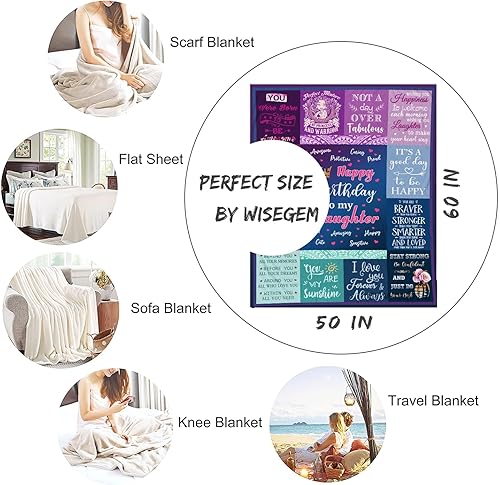 Miniatura 5 de Regalos de cumpleaños para hija, manta de 60 x 50 pulgadas, ideas de regalo de feliz cumpleaños para niñas, decoración de fiesta de cumpleaños de