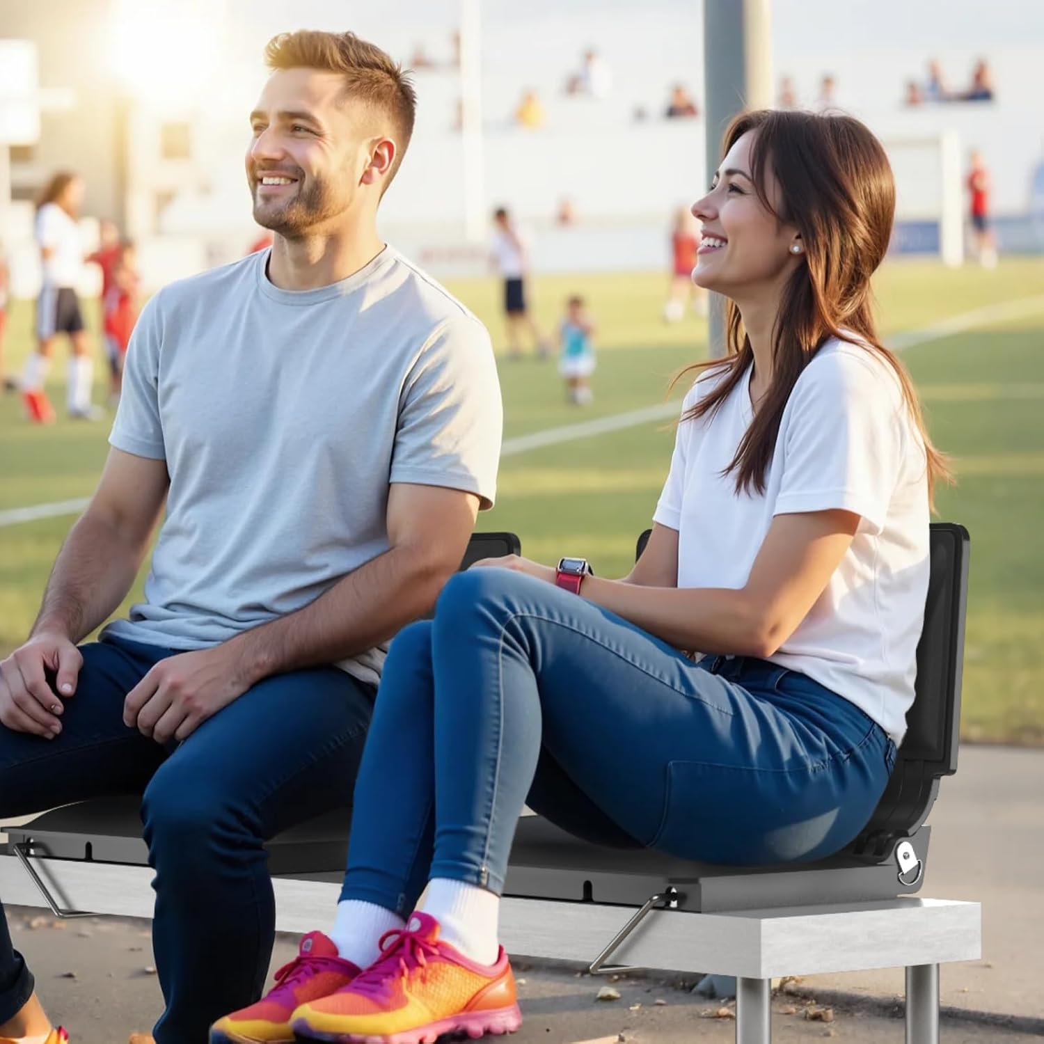 Jocoevol Stadium Seats with Back Support and Cushion, Portable Folding Comfort Bleacher Seats w/Shoulder Strap & Carry Handle for Sports Events Concerts Outdoor