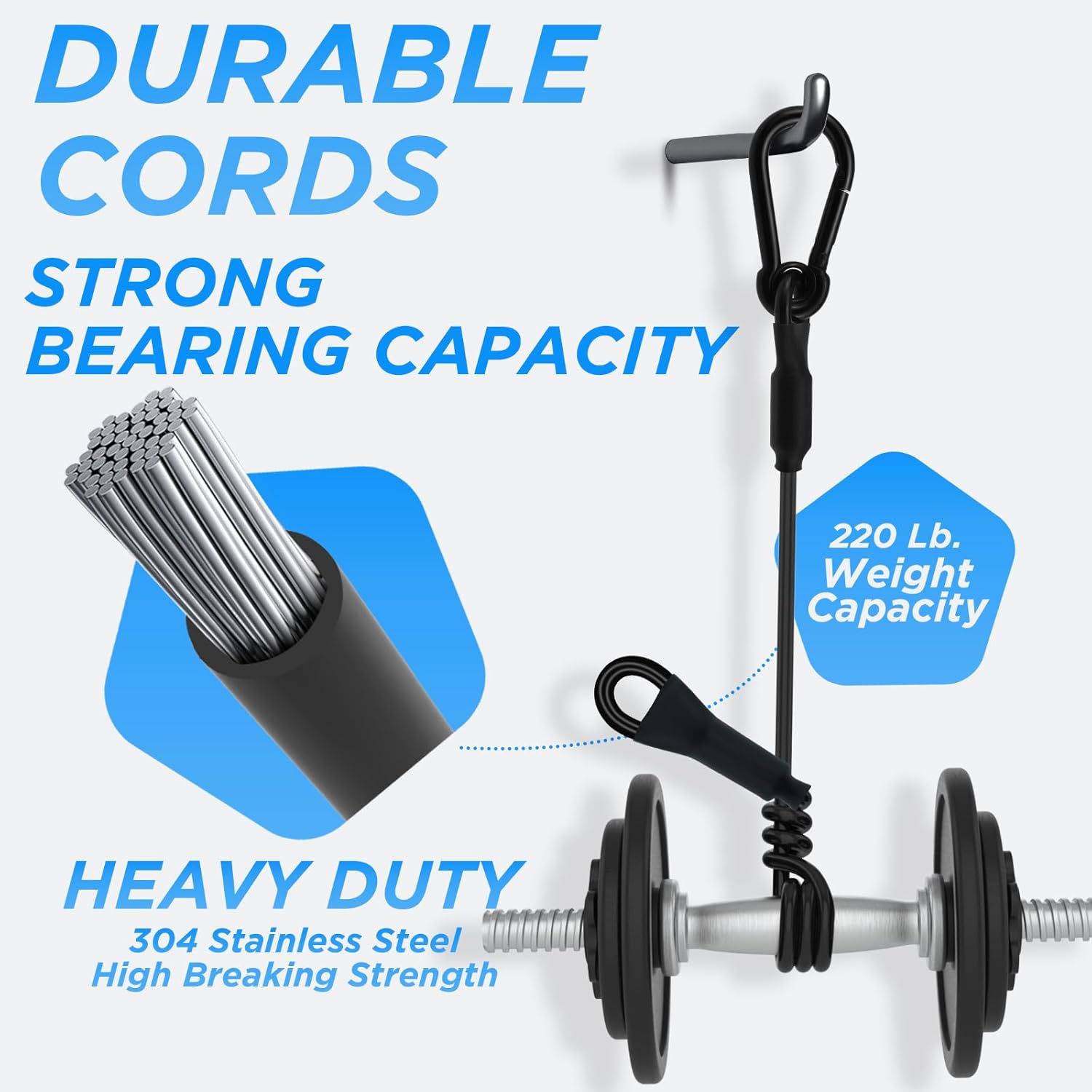 SDTC Tech 2-Pack Vinyl Coated Stainless Steel Wire Rope with Carabiner Hook and Looped Ends 5/32" Diameter x 24" Length Flexible Heavy Duty Security Cable - Image 5