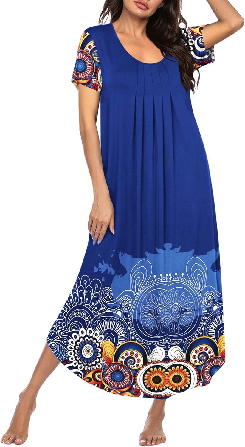 Ekouaer Moo Moos womens house dress long nightgown floral print sizes S4XL