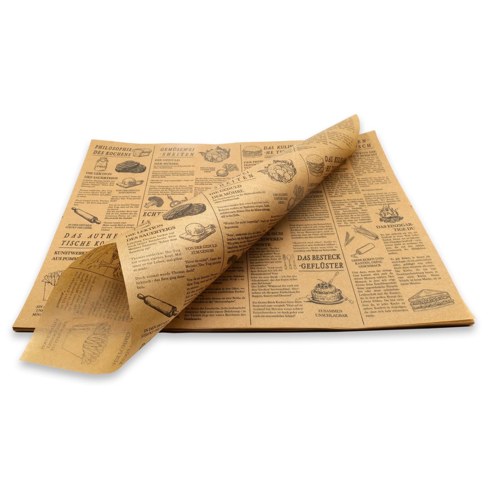 Deli Papierblätter, 100 Blätter 38 * 28 cm Wrap Papier, Pommes Papier für Korb, Einweg-Lebensmittelpapier für Brot, Sandwich und Pommes Frites