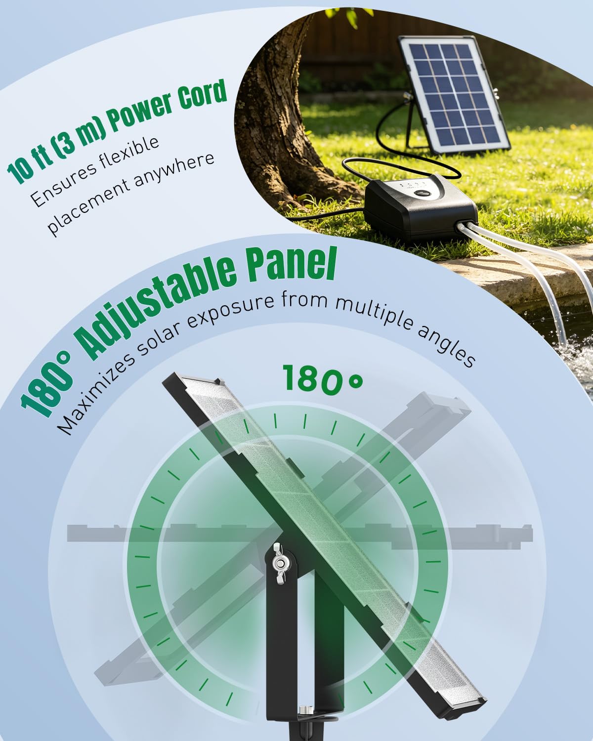 Pawfly 3,5 W Solar-Teichbelüfter, Solar-Teichpumpe für Außenteiche, Teich-Luftpumpe, Solar-Luftpumpe mit 4000 mAh wiederaufladbarem Akku, Gartenbelüfterpumpe für Fisch- und Koi-Teiche