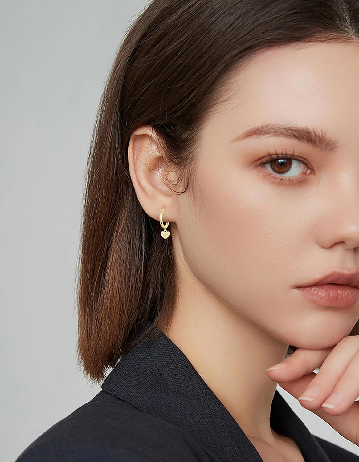 Reffeer Solid 925 Sterling Silver Love Heart Small Hoop Earrings for Women Teen Girls CZ Heart Hoop Earrings Huggie Drop - Image 3