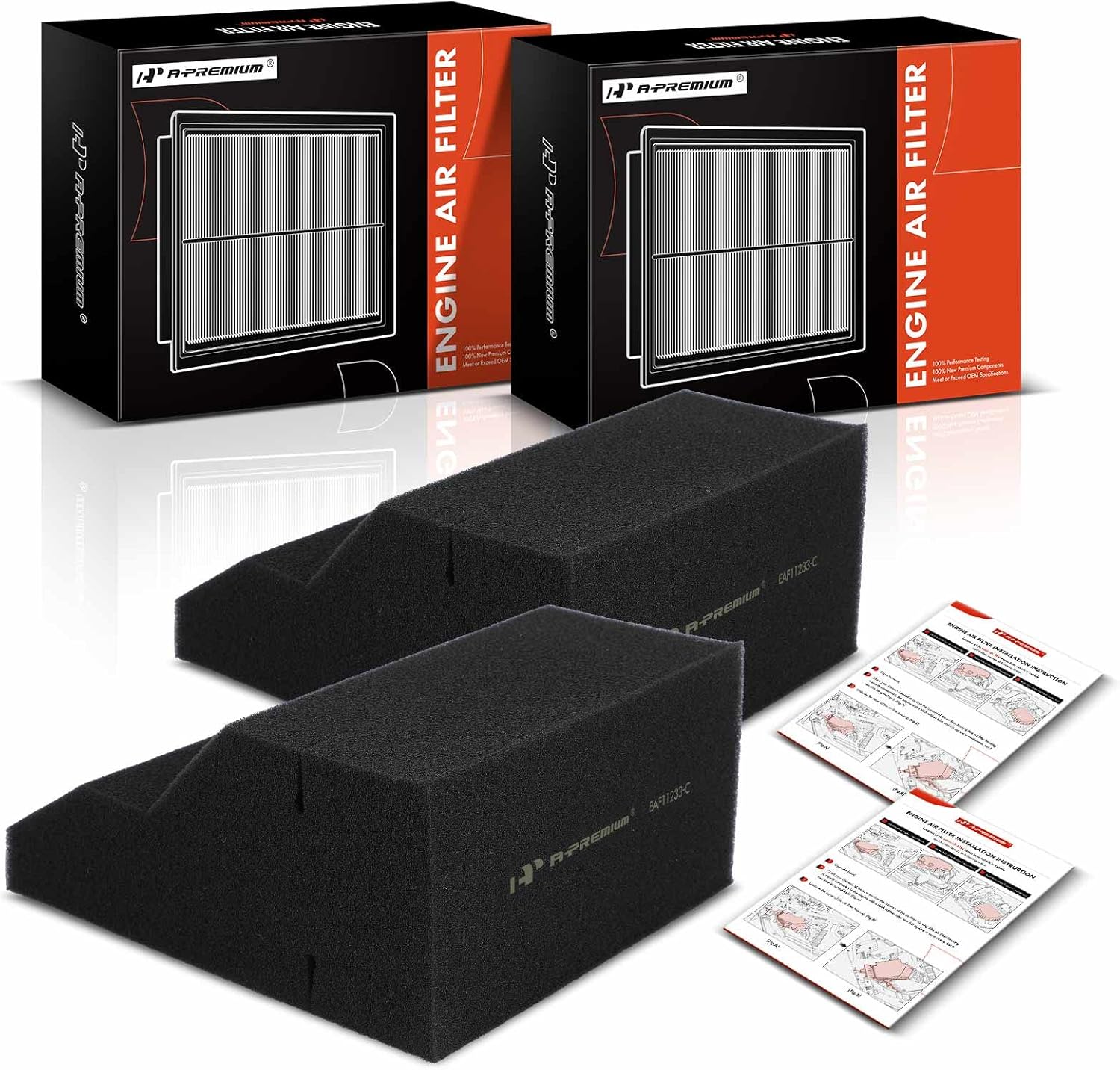 A-Premium 2-PC Engine Air Filter Compatible with Ford F-250 Super Duty, F-350 Super Duty, F-450 Super Duty, F-550 Super Duty, 2011-2016, V8 6.7L, Replace# BC3Z9601D