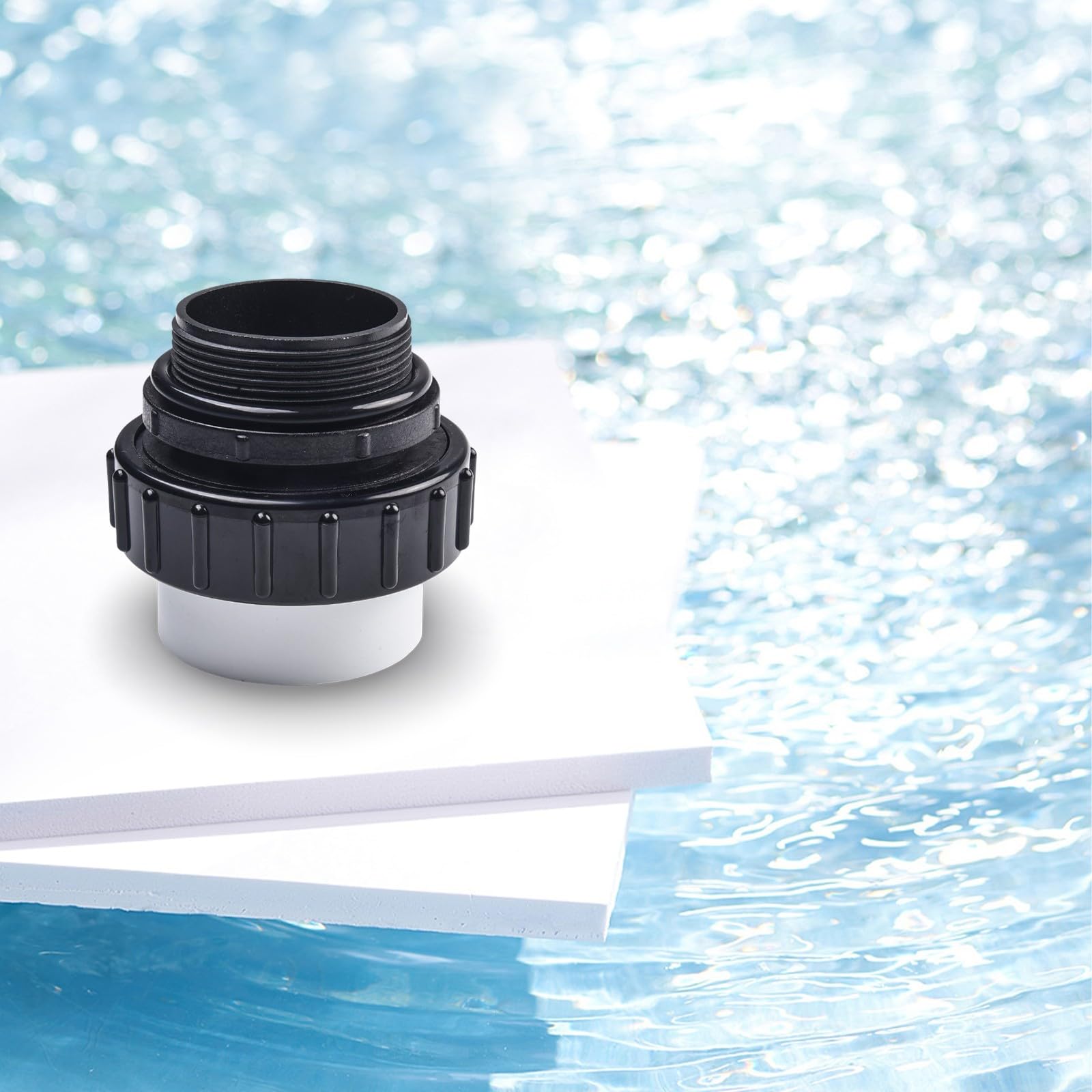 Unión adaptadora MIP a PVC de 2 pulgadas para WhisperFlo y para bombas de piscina IntelliFlo, ajuste de deslizamiento alto ajustado a mano, roscado a junta deslizante, conector blanco y negro para (4