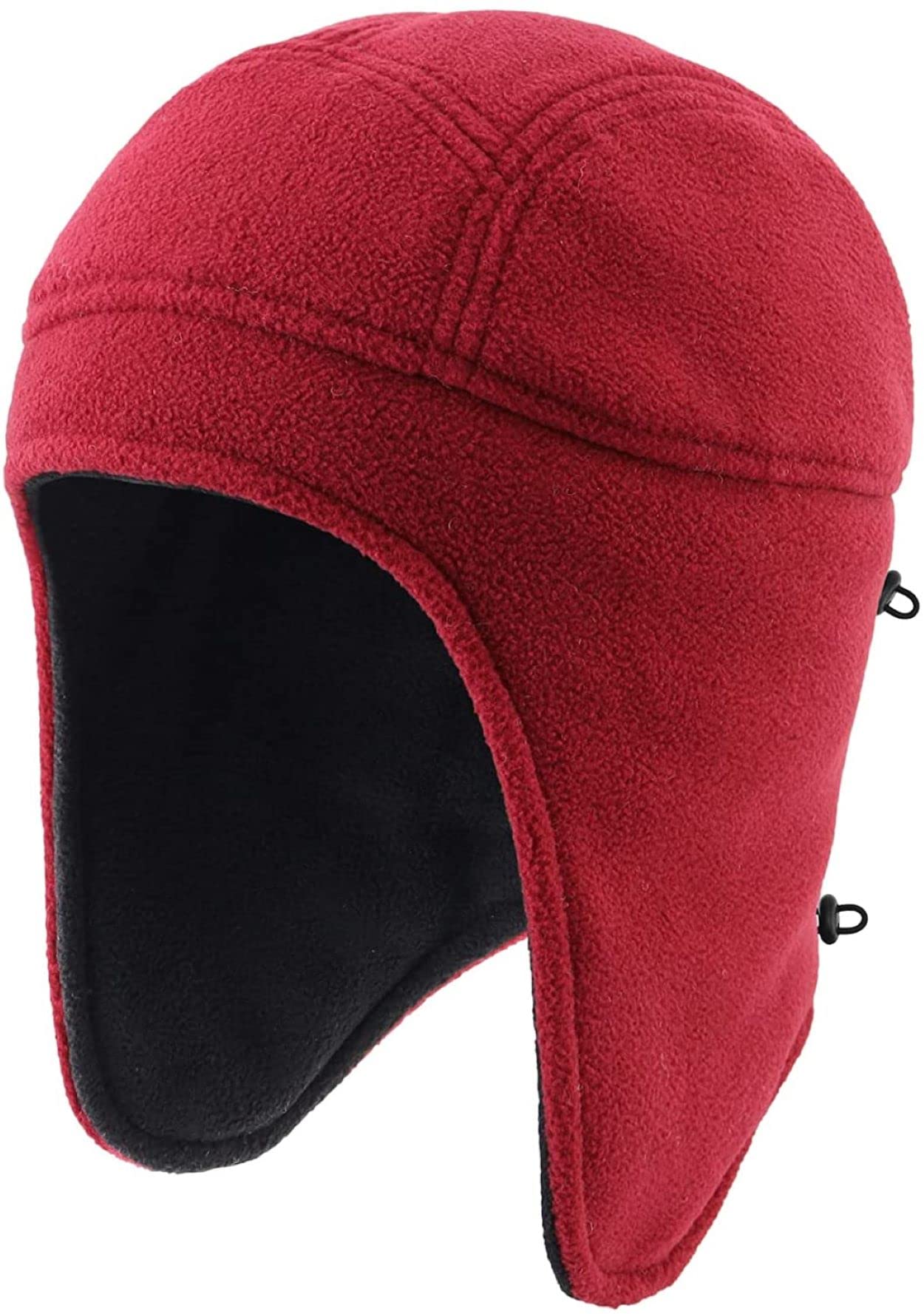 Magracy Men's Wine Red Unisex Fleece Earflap Beanie Windproof Skull Cap Warm Outdoor Winter Ski Hat