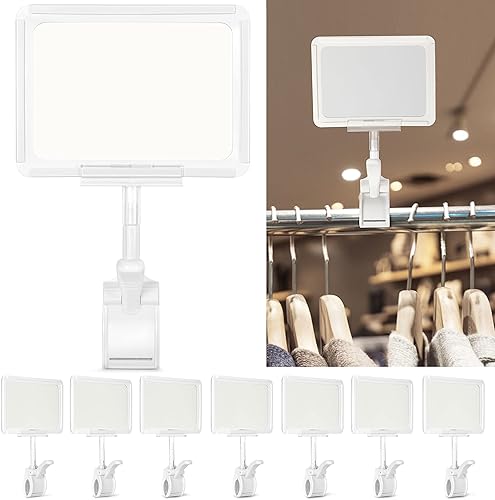 Soporte acrílico para letreros con abrazadera, clips de doble cabeza de 6 x 9 pulgadas con protector de tarjeta de PVC, letrero giratorio para