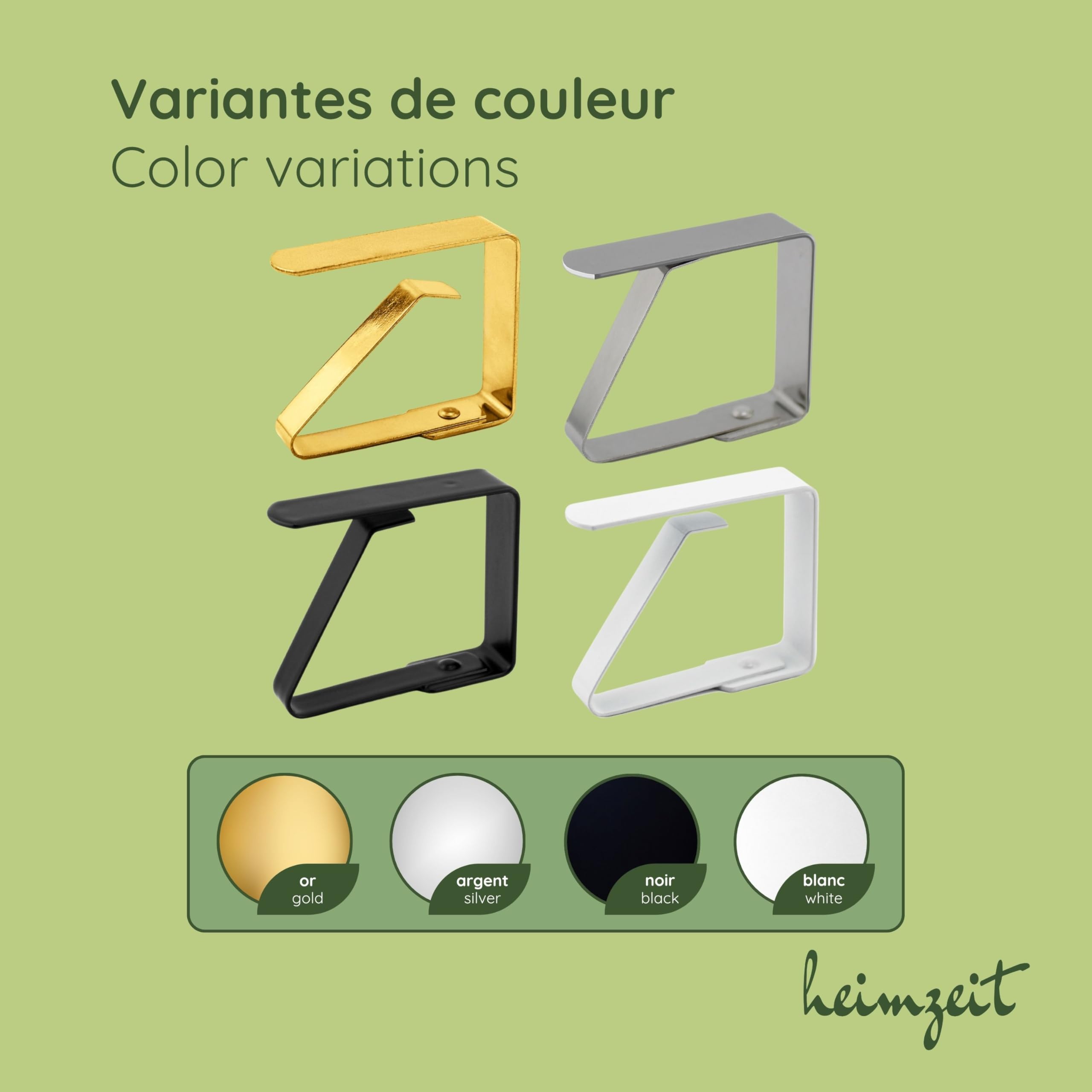 Pinces à Nappe en Acier Inoxydable 6 Pièces 6,5 cm Or pour Tables 3-5 cm