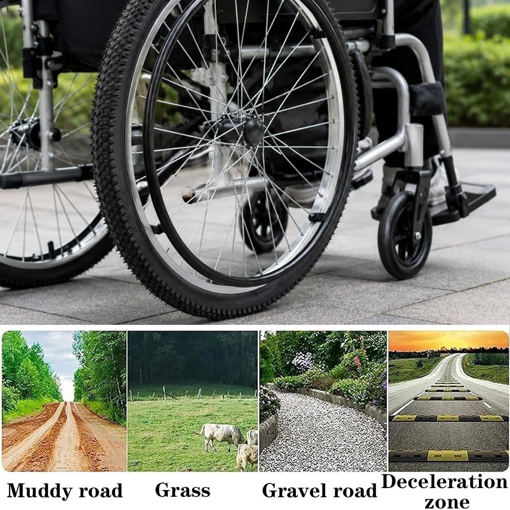 24" X 1.95" Hinterräder Für Rollstuhl, 2 Stück Ersatzteile Für Luftreifen Ersatz, All-Terrain-Rollstuhlreifen Für Drinnen Und Draußen