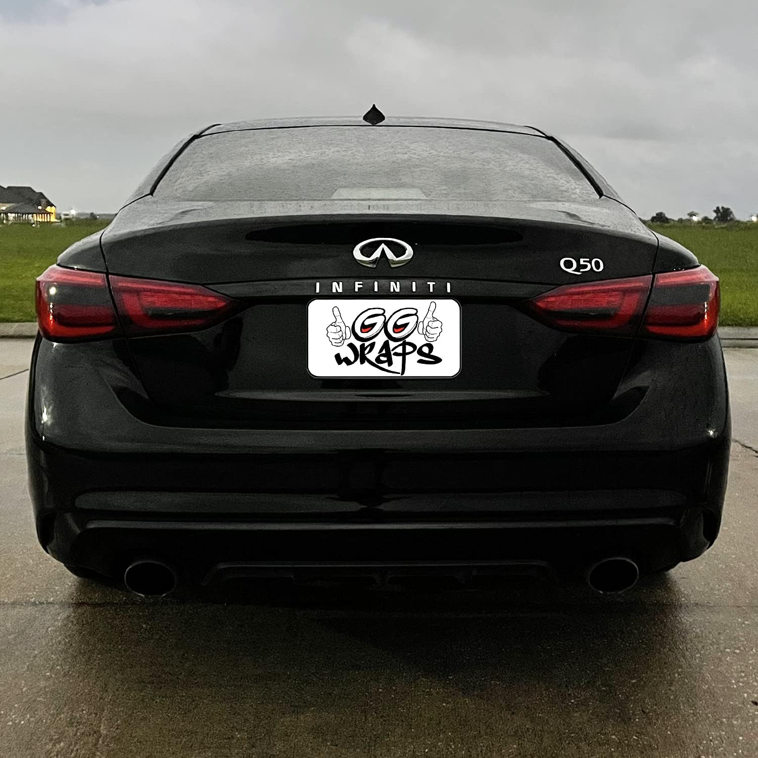 SlickMod Chrome Delete Blackout Vinyl Overlay for 2018-2022 Infiniti Q50 Rear Trunk Trim (Gloss Black)
