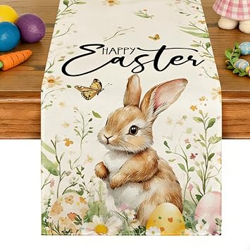Table Runner Easter Spring Easter Table Runner Modern Easter Tablecloth Runner Classic Checked Design Washable Easter Runner for Table Easter Tablecloth for Easter Decoration (D)