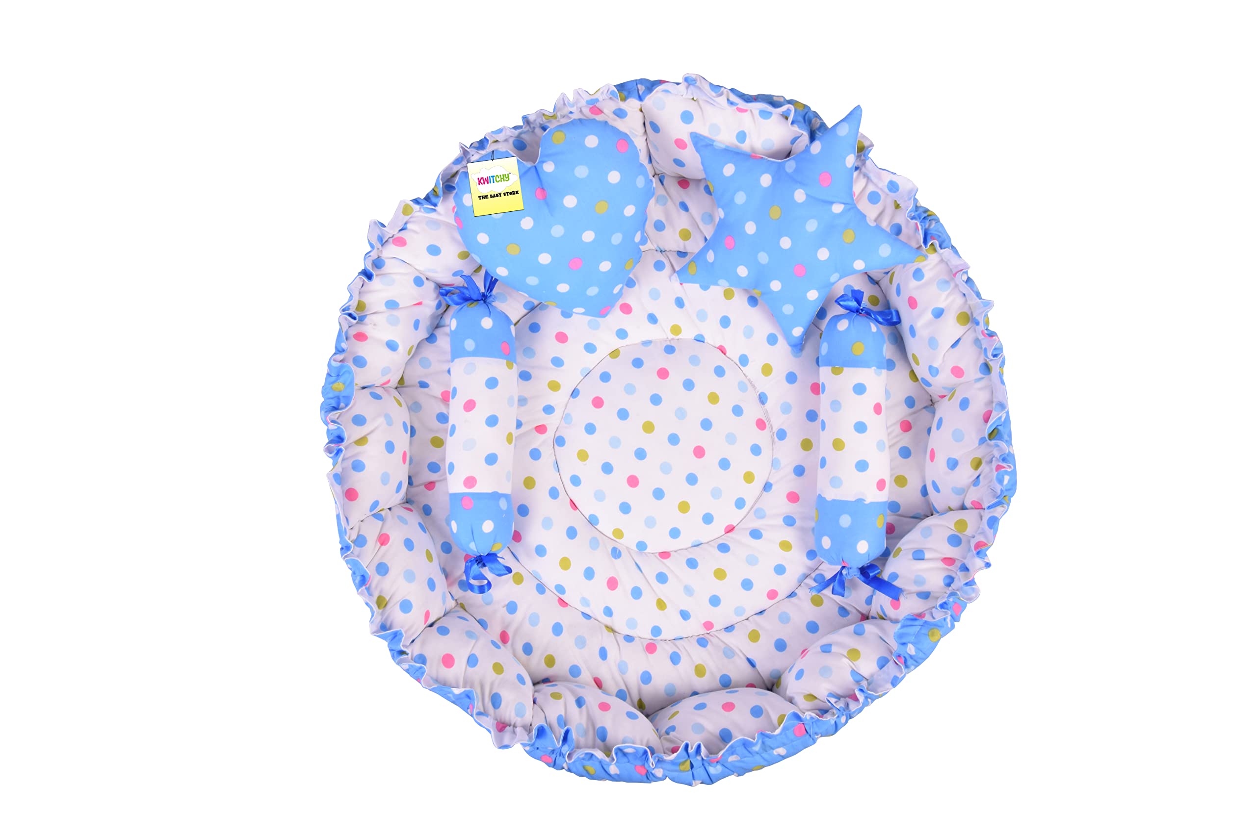 Kwitchy Baby Nest Bed New Born Bedding Set with Pillows (0-6 Months) Blue