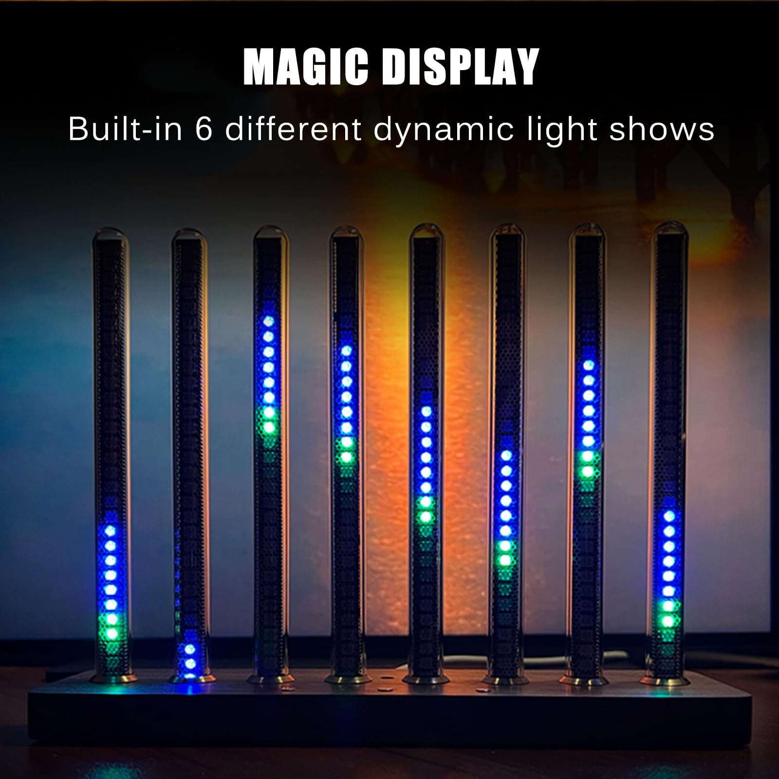 LED-Audio-Spektrum-Analysator, 10 dynamische Lichtmodi mit integriertem Mikrofon, 3,5 mm AUX-Eingangs-Visualizer für Musiksysteme