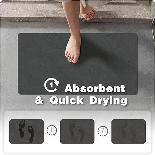 Miniatura 3 de Bath Mat, Bathroom Rugs Non Slip Washable Thin Absorbent Quick Dry Bath Mat Fits Under Door Bathroom Floor Mat Perfect for Bath, Shower, or Sink