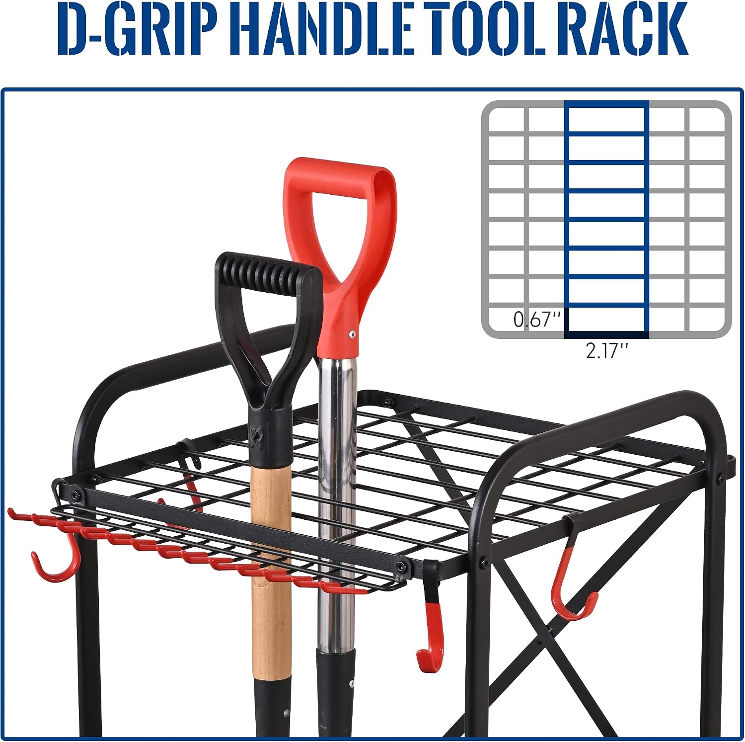 Mythinglogic Garden Yard Tool Organizer for Garage with Wheels, Yard Tool Racks Garage Organizers and Storage,Tool Holder for Garage Yard Shed, Garden Tool Stand