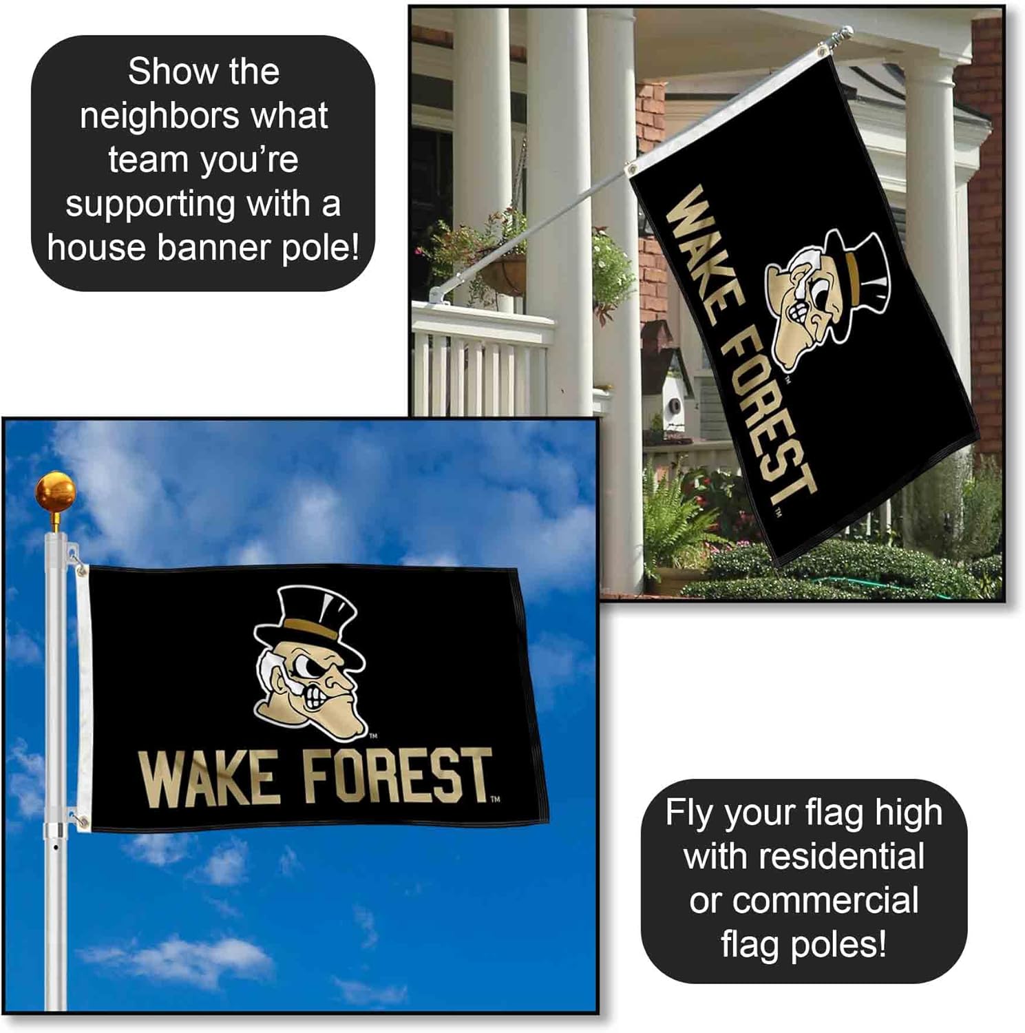 Wake Forest Demon Deacons Wordmark Large Grommet Banner Flag