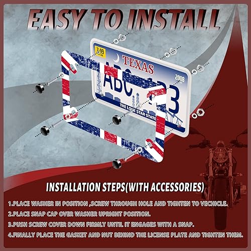 Miniatura 4 de Marco de placa de matrícula con bandera británica vintage de acero inoxidable del Reino Unido, soporte para placa de motocicleta, soporte para placa