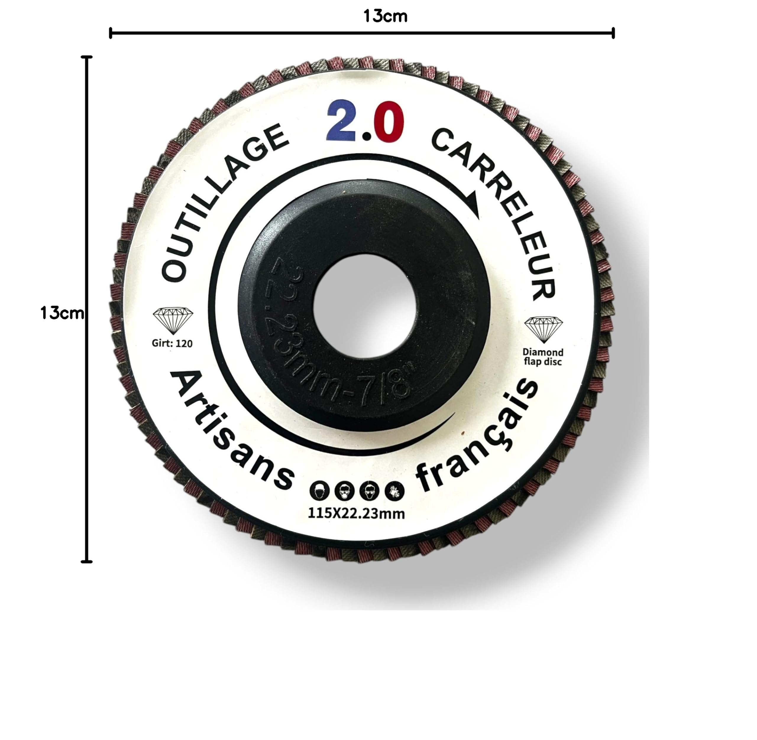 Disco diamantato a lamelle Ø115 mm grana 120 – levigatura e finitura piastrelle, pietra, cemento – foro 22,23 mm per smerigliatrice – Outillage Carreleur 2.0